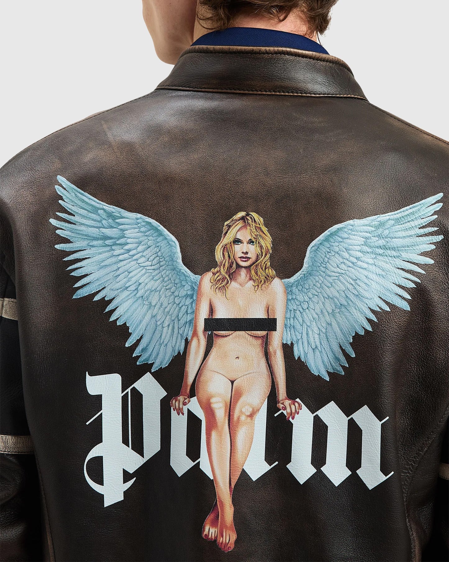 Crystal Pin Up Leather Biker Brown