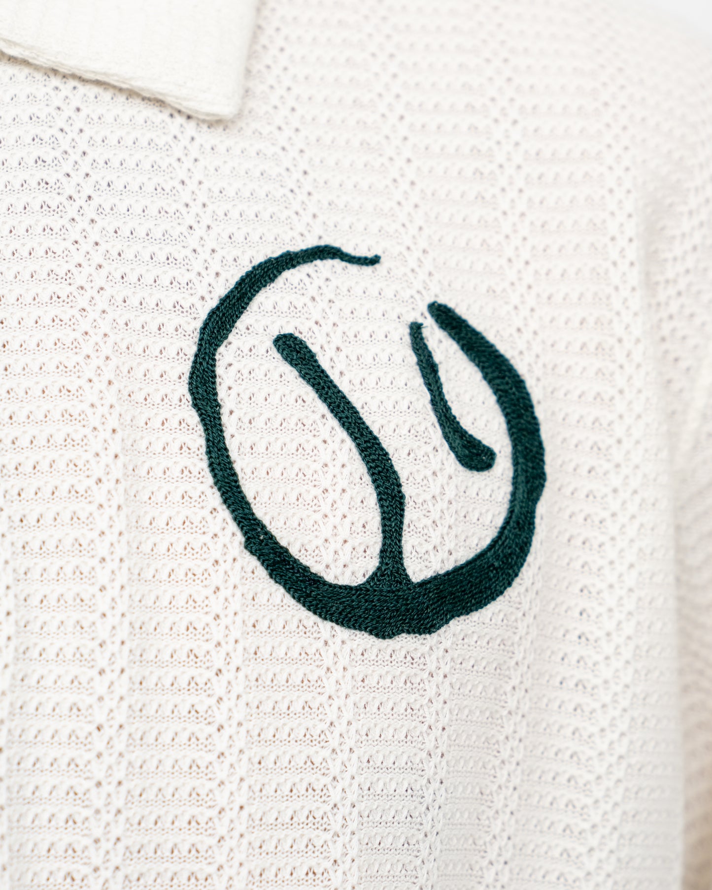 Motif Knitted Rugby Shirt Off-White