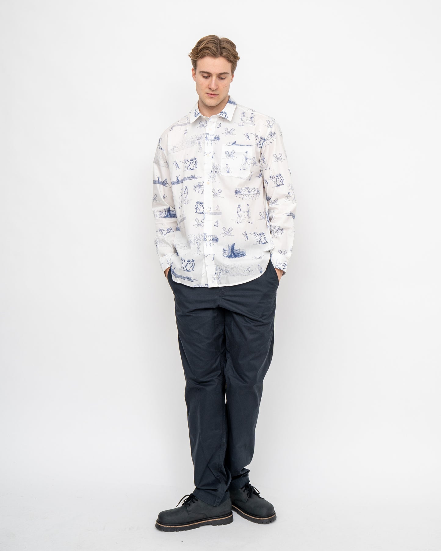 Printed Poplin Shirt White