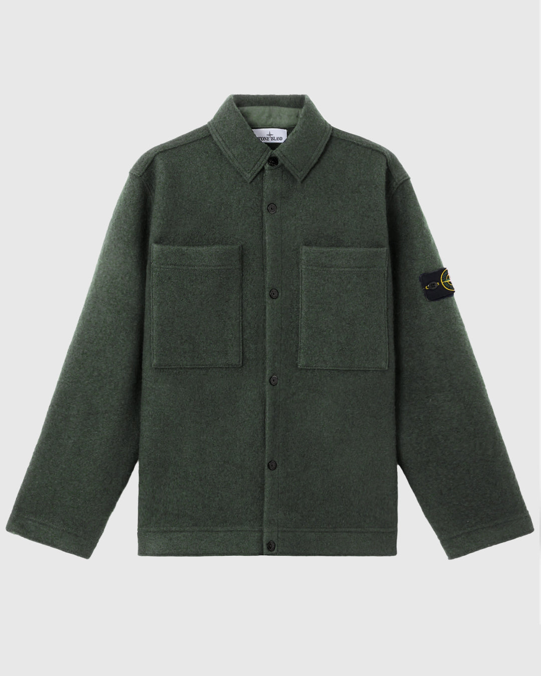 Felted RWS Wool Overshirt Military Green