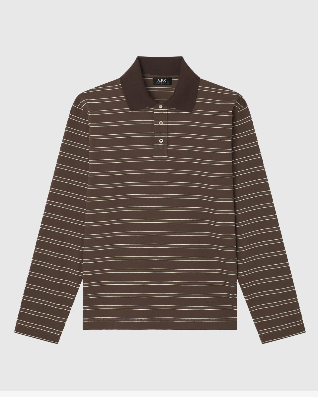 Polo Manches Longues Raye Marron