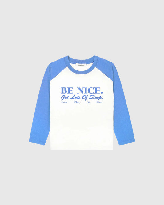 Be Nice Kids Baseball Tee White