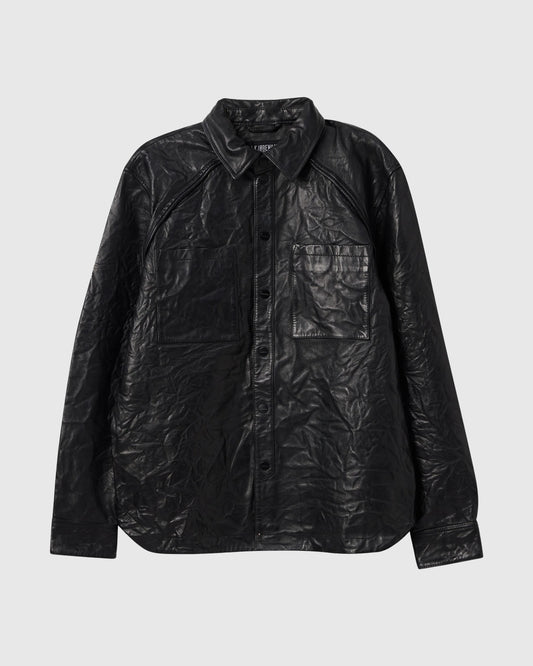 Crunch Leather Overshirt Black