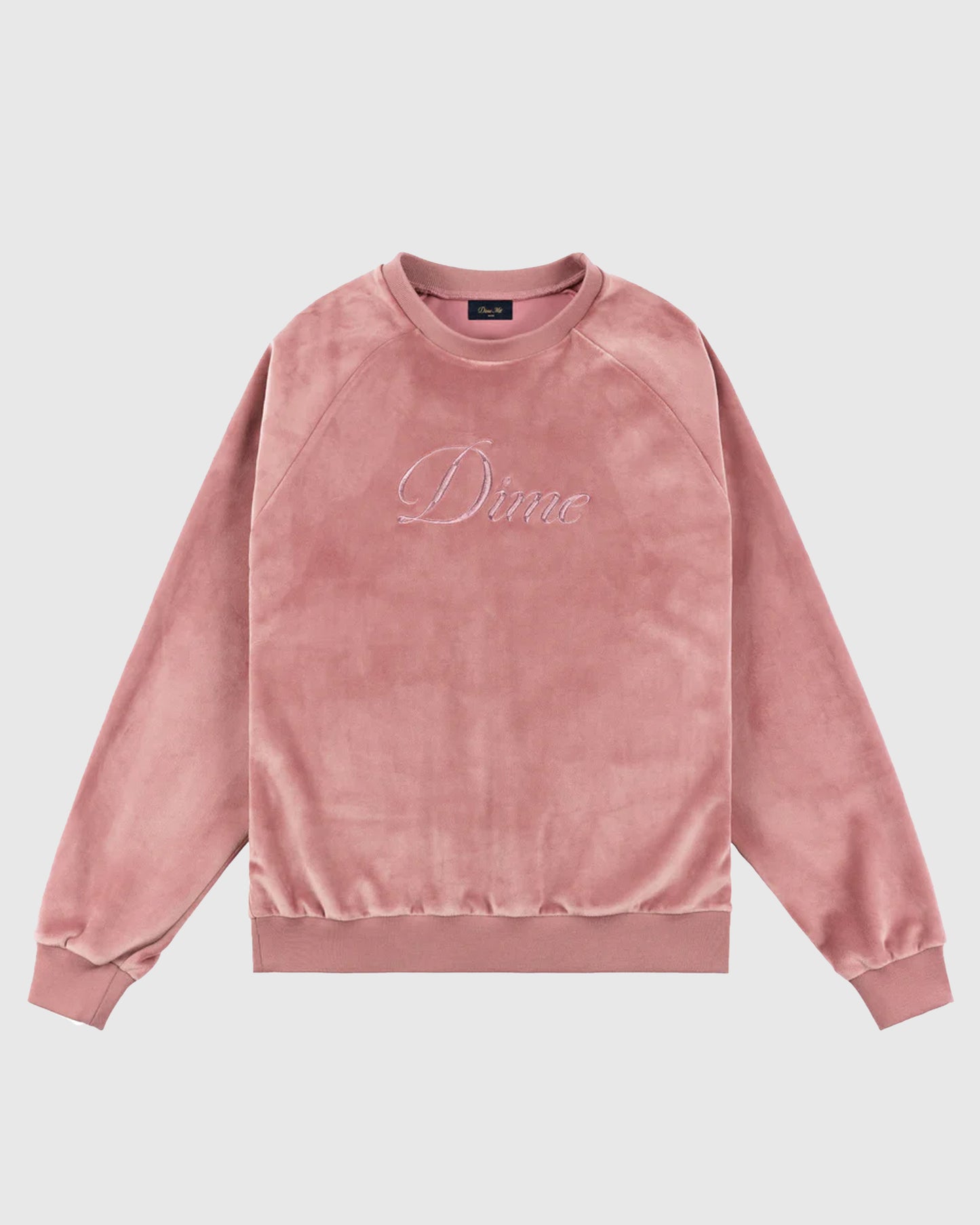 Cursive Velvet Crewneck Pink