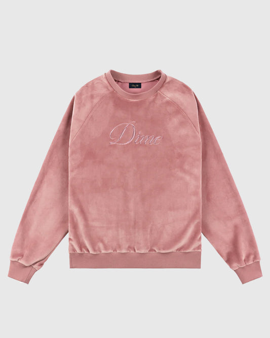 Cursive Velvet Crewneck Pink