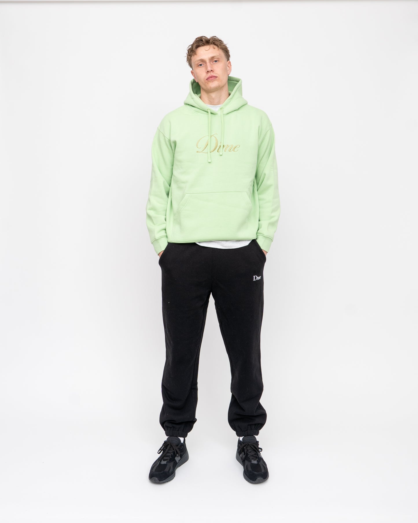 Cursive Logo Hoodie Sage Green