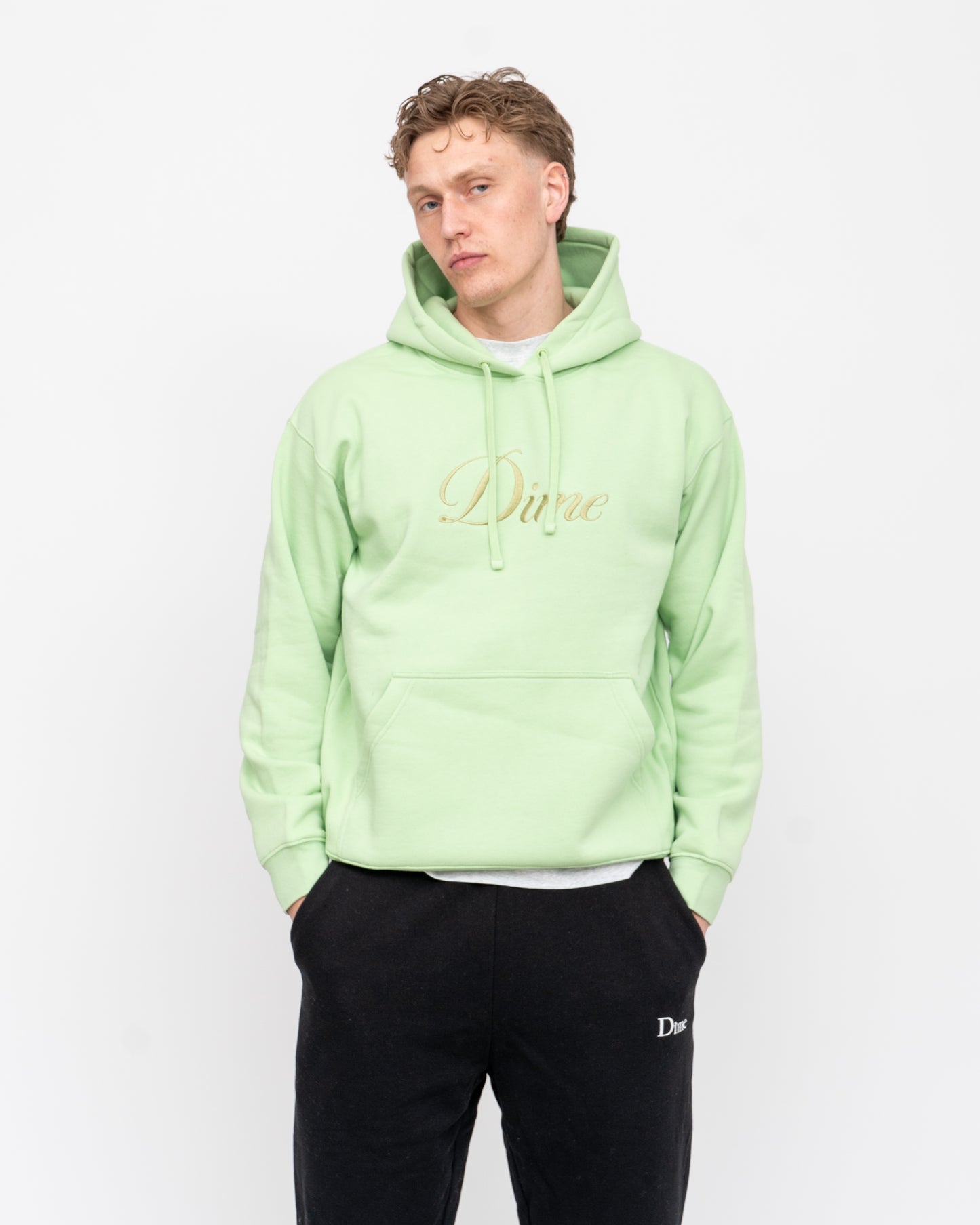 Cursive Logo Hoodie Sage Green