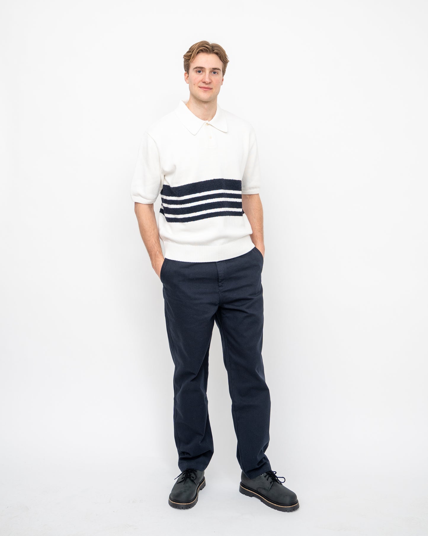 Panel Knit Polo Off-White