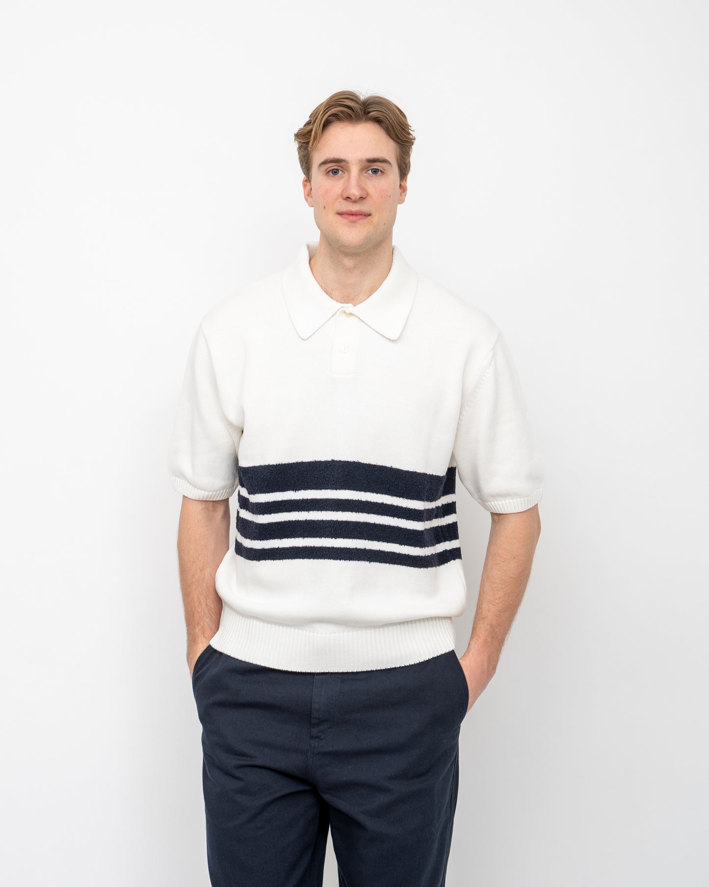 Panel Knit Polo Off-White