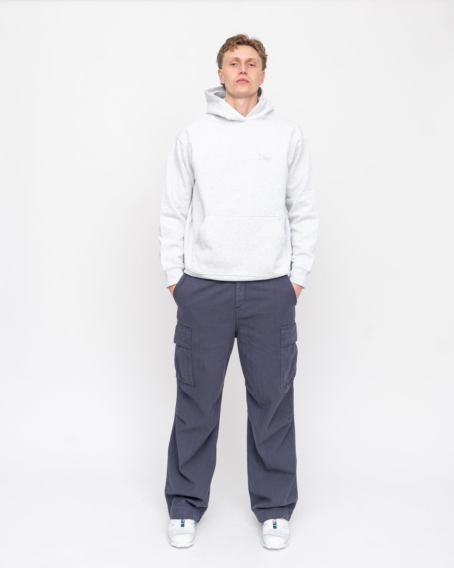 Herringbone Cargo Trousers Dark Blue