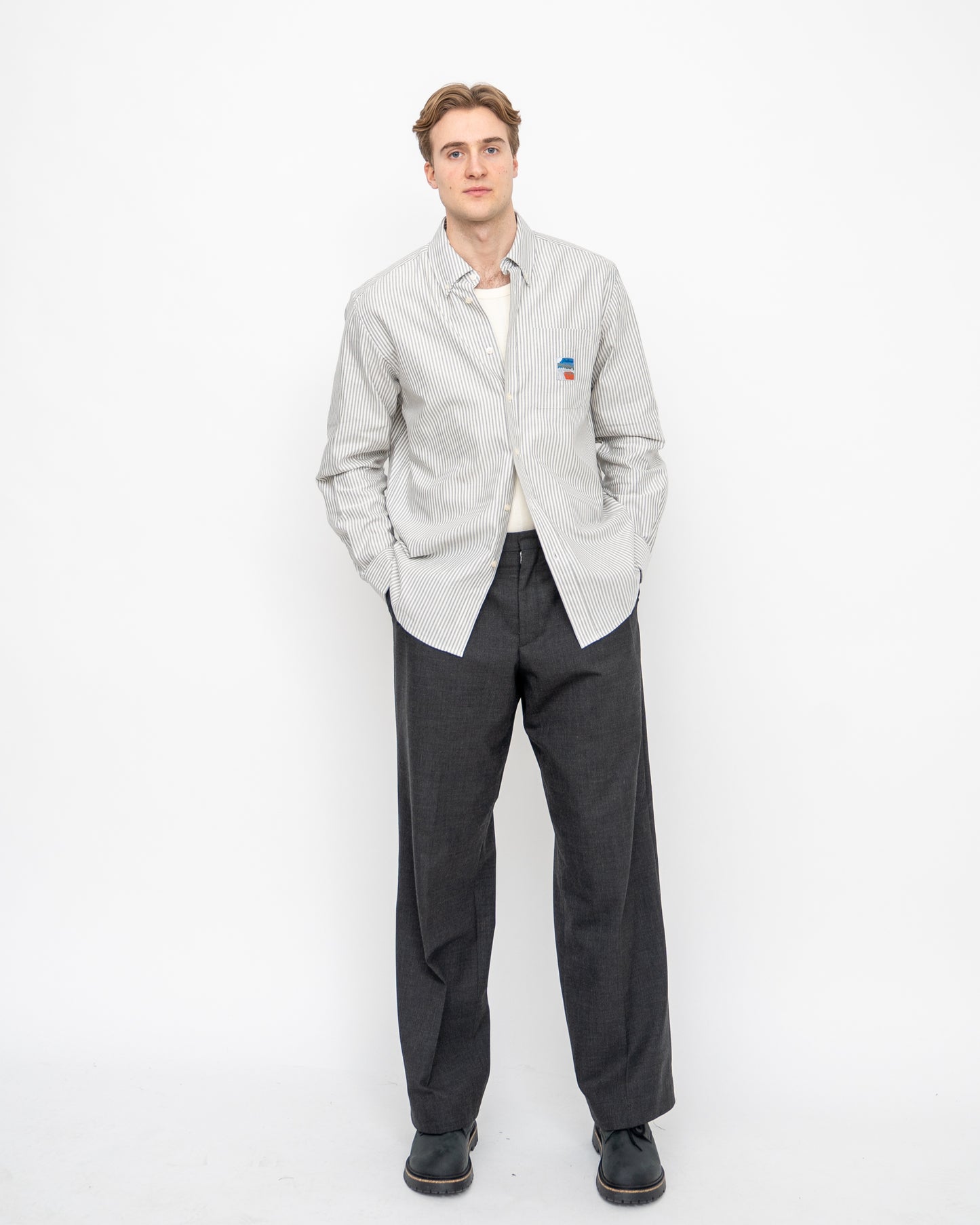 Deuce Oxford Shirt Charcoal Stripe