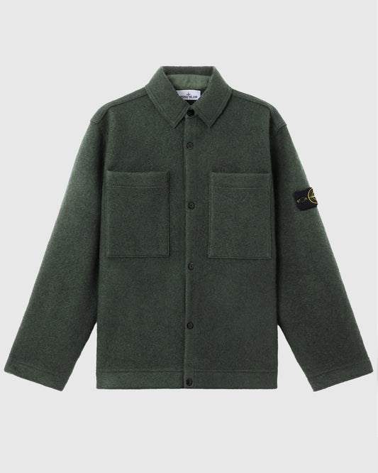 Felted RWS Wool Overshirt Military Green