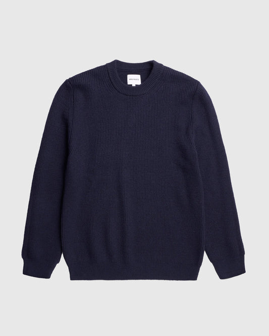 Henning Cotton Wool Rib Sweater Dark Navy