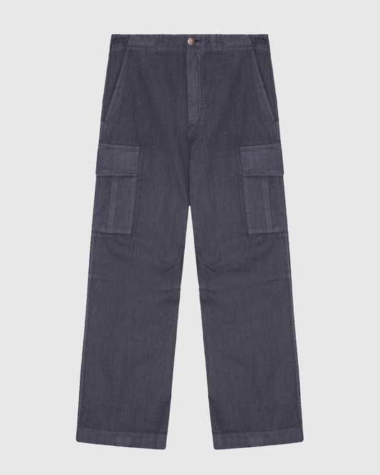 Herringbone Cargo Trousers Dark Blue