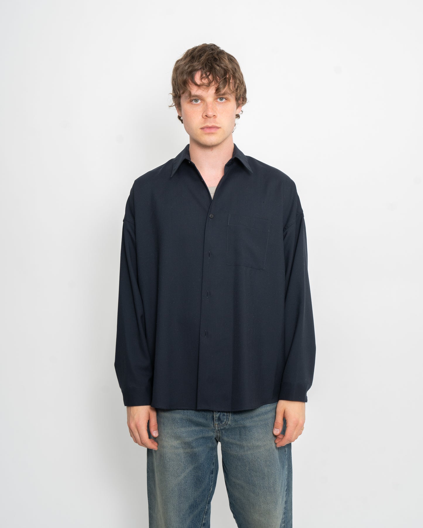 Marni Shirt Tropical Wool BluBlack
