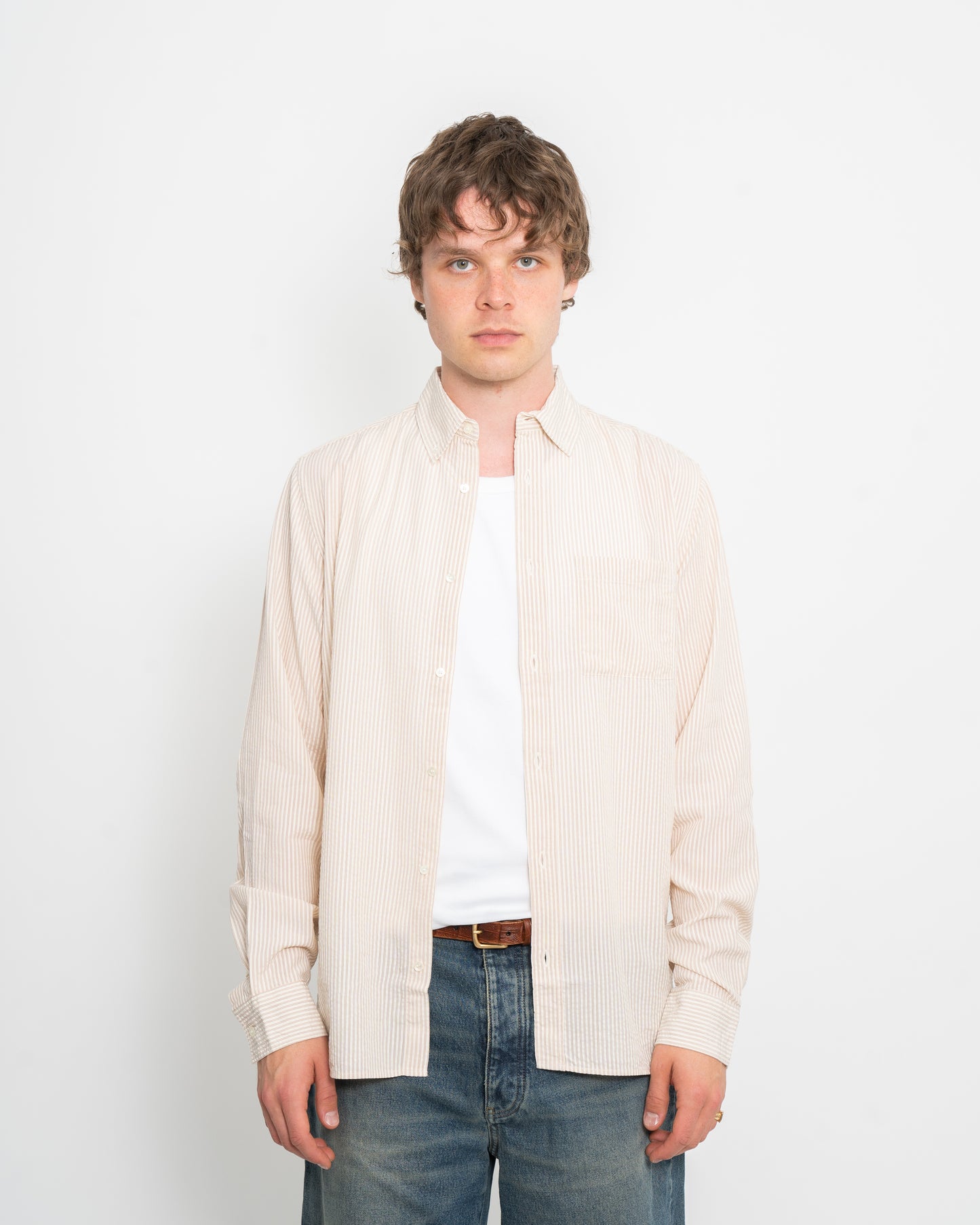 Another Shirt 1,0 Ecru Brown Stripe