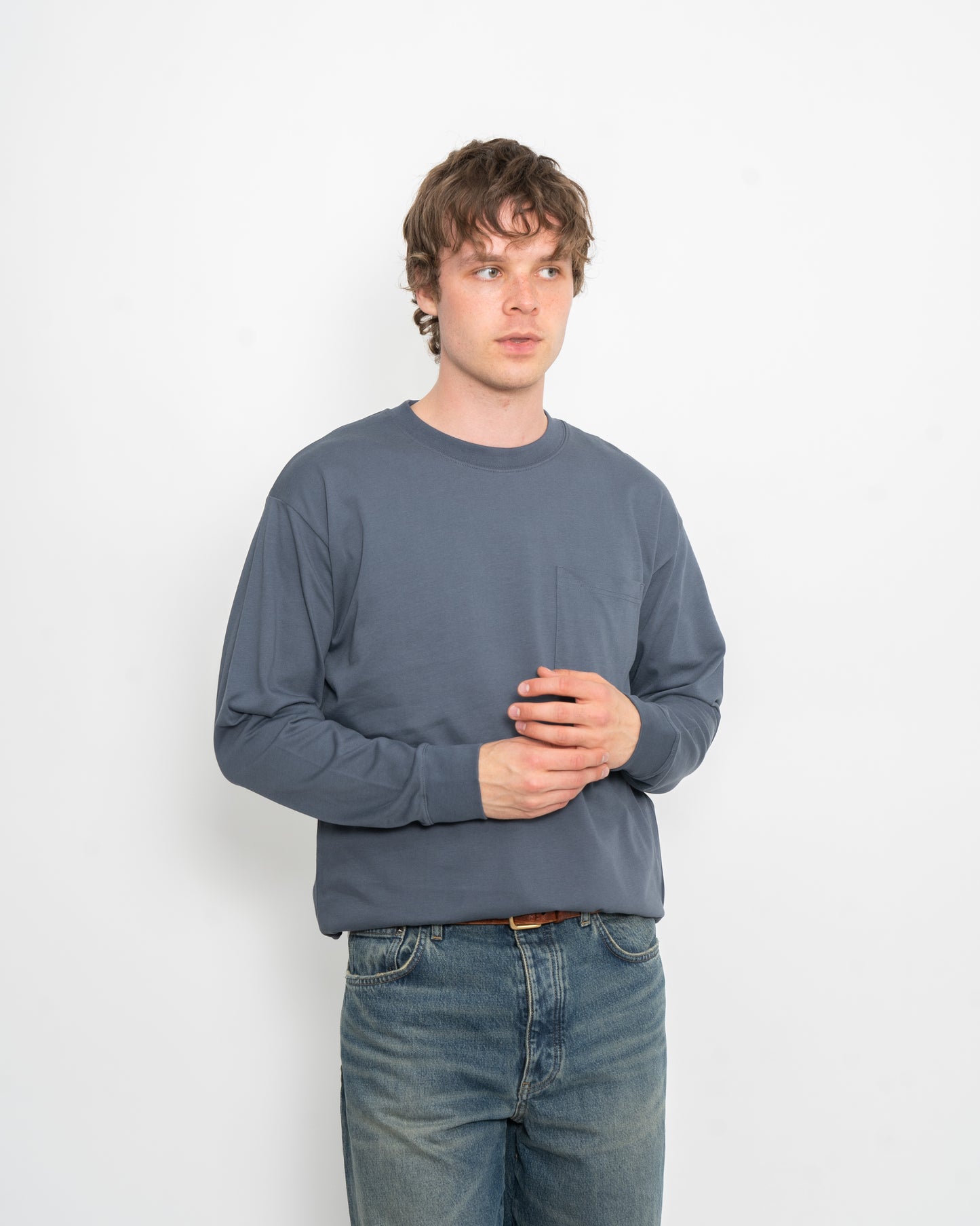 Norse Standard Heavy Loose LS T-Shirt Blue