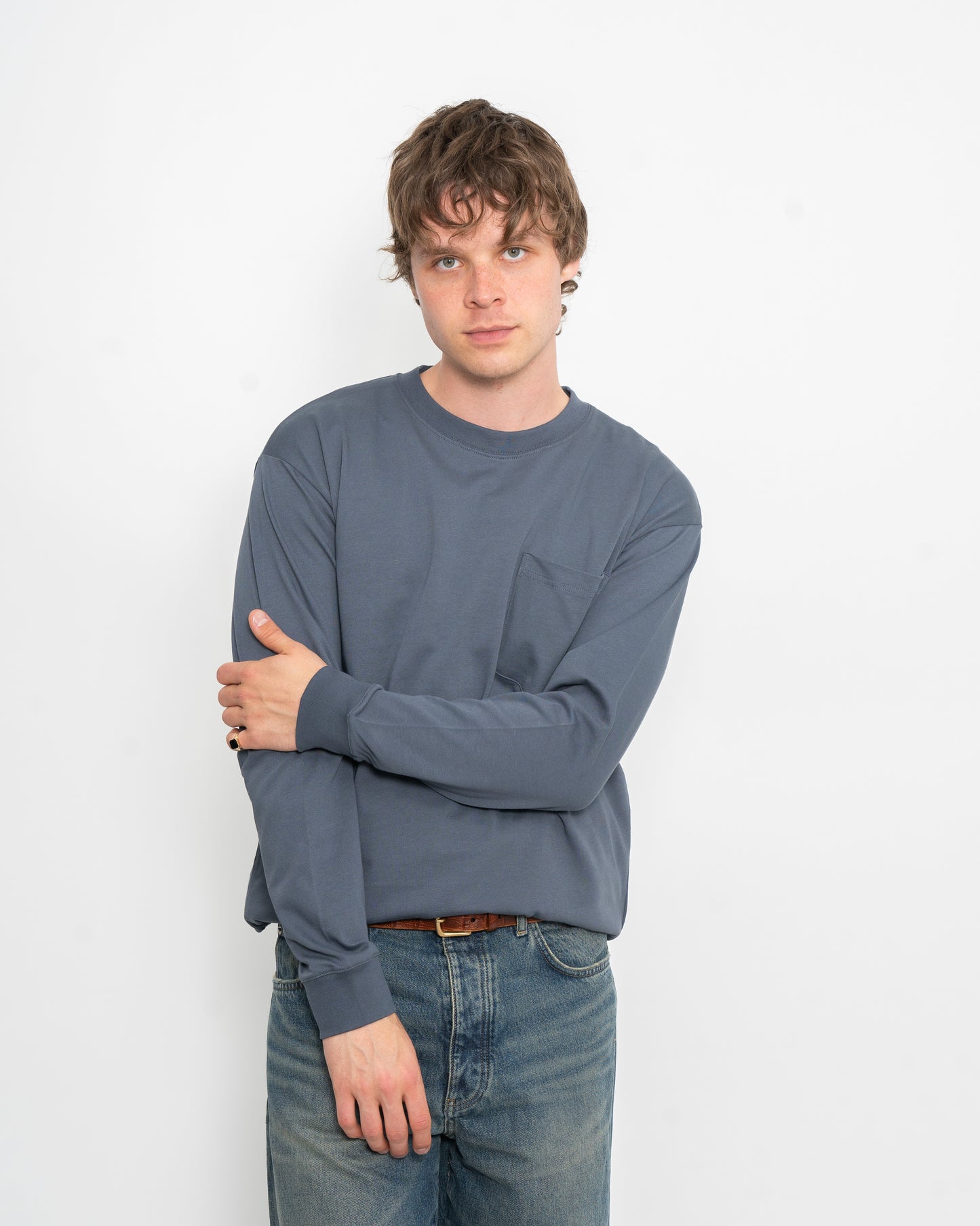 Norse Standard Heavy Loose LS T-Shirt Blue