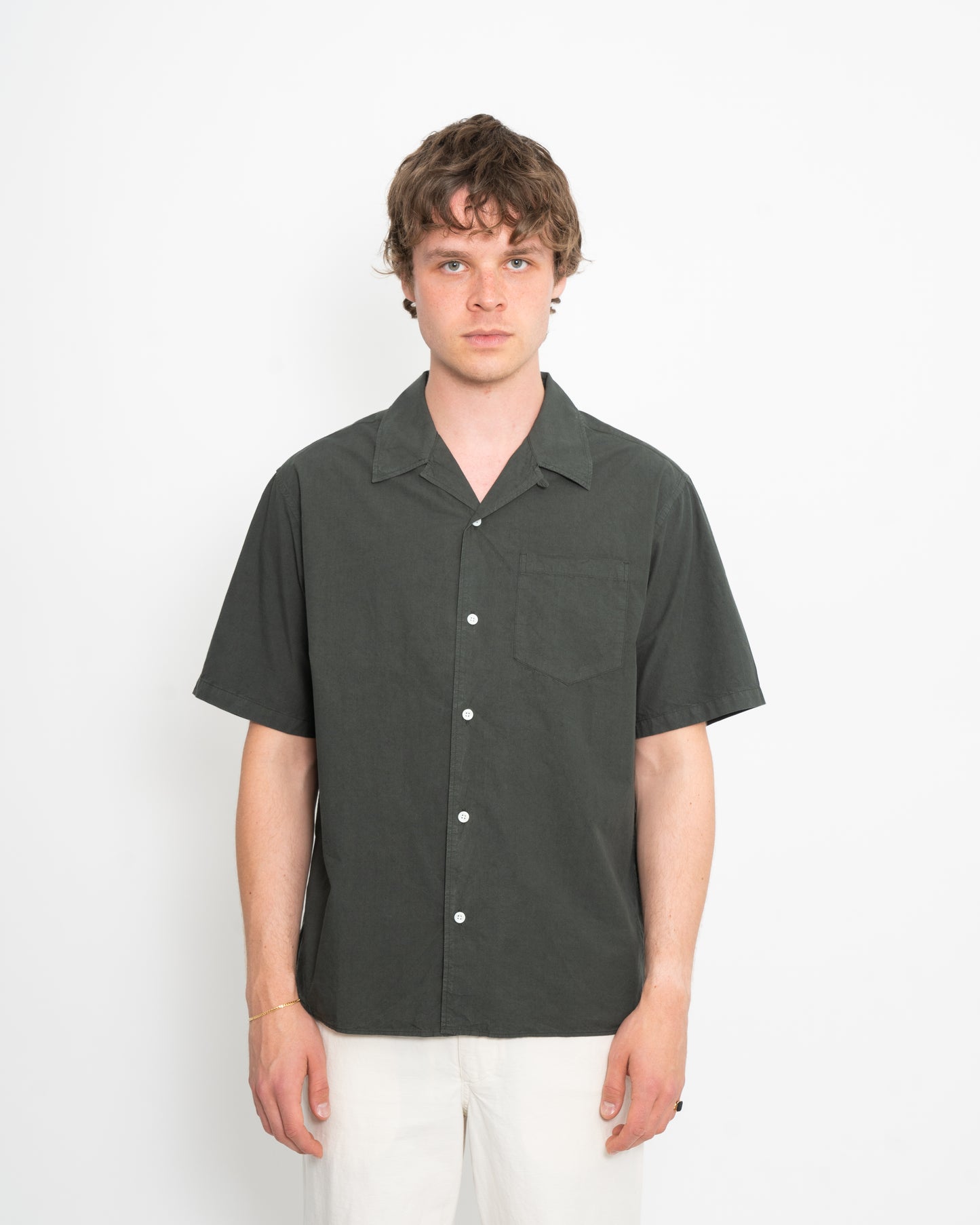 Carsten Cotton Tencel Shirt Black Olive