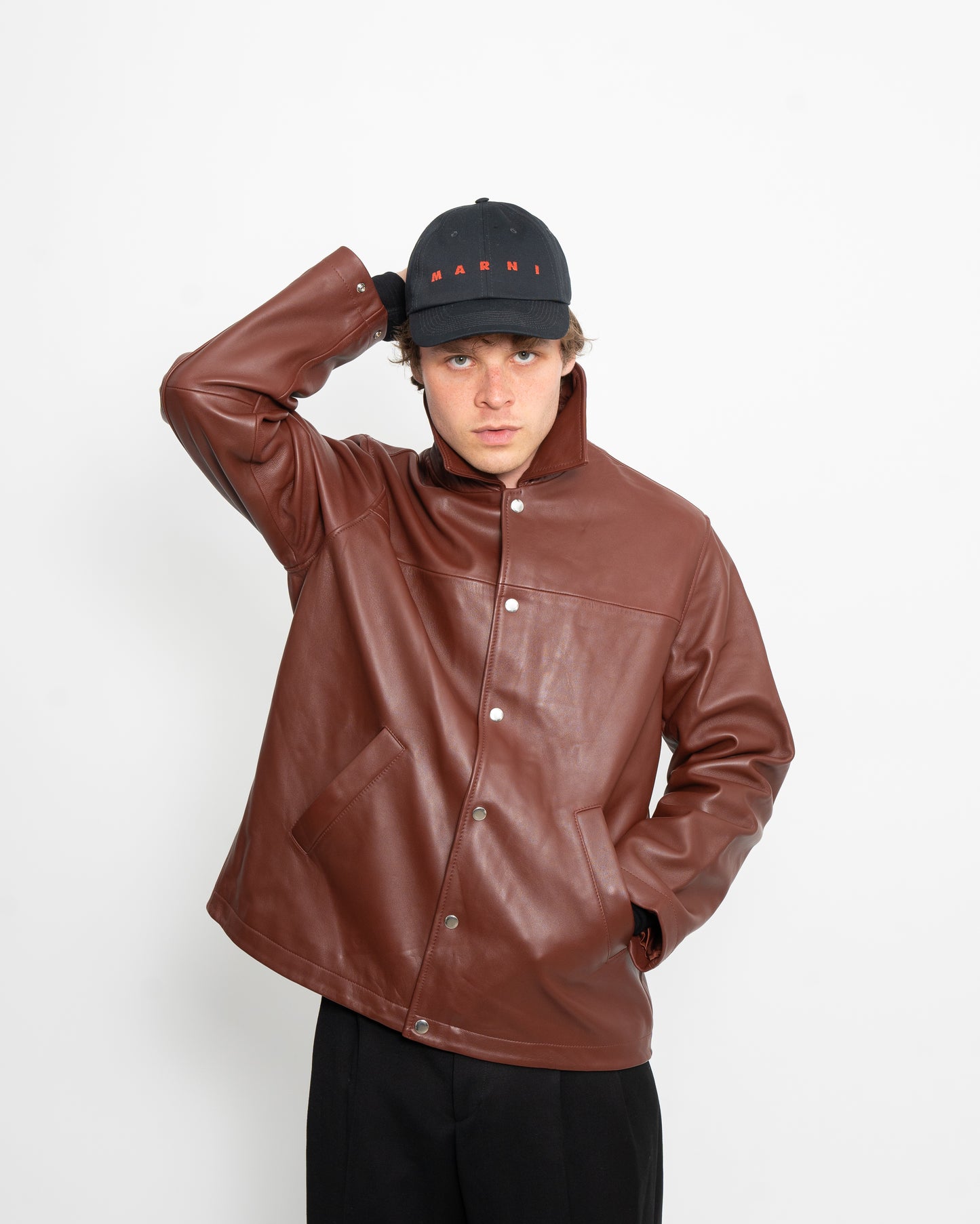 Coach Leather Jacket Burgundy