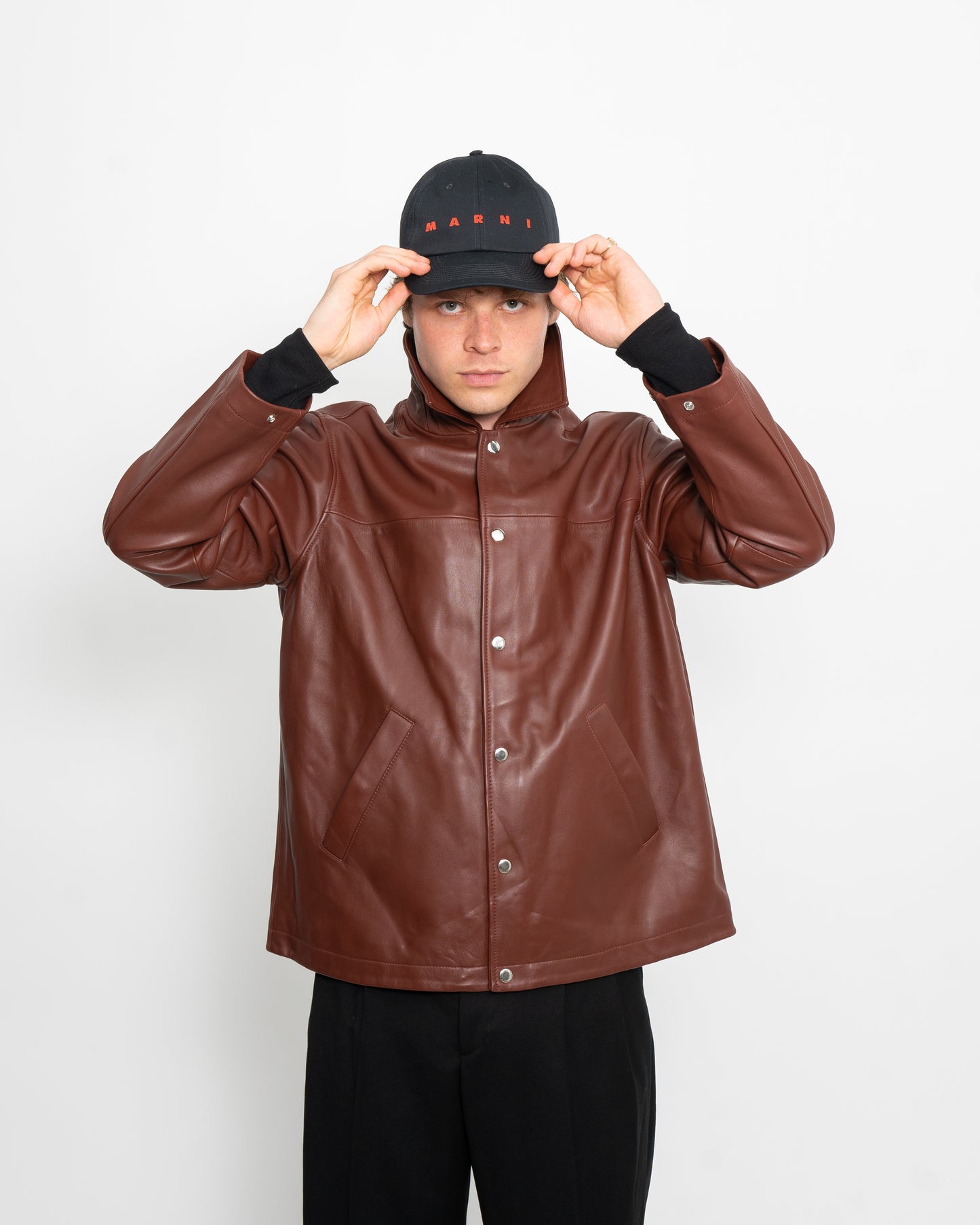 Coach Leather Jacket Burgundy