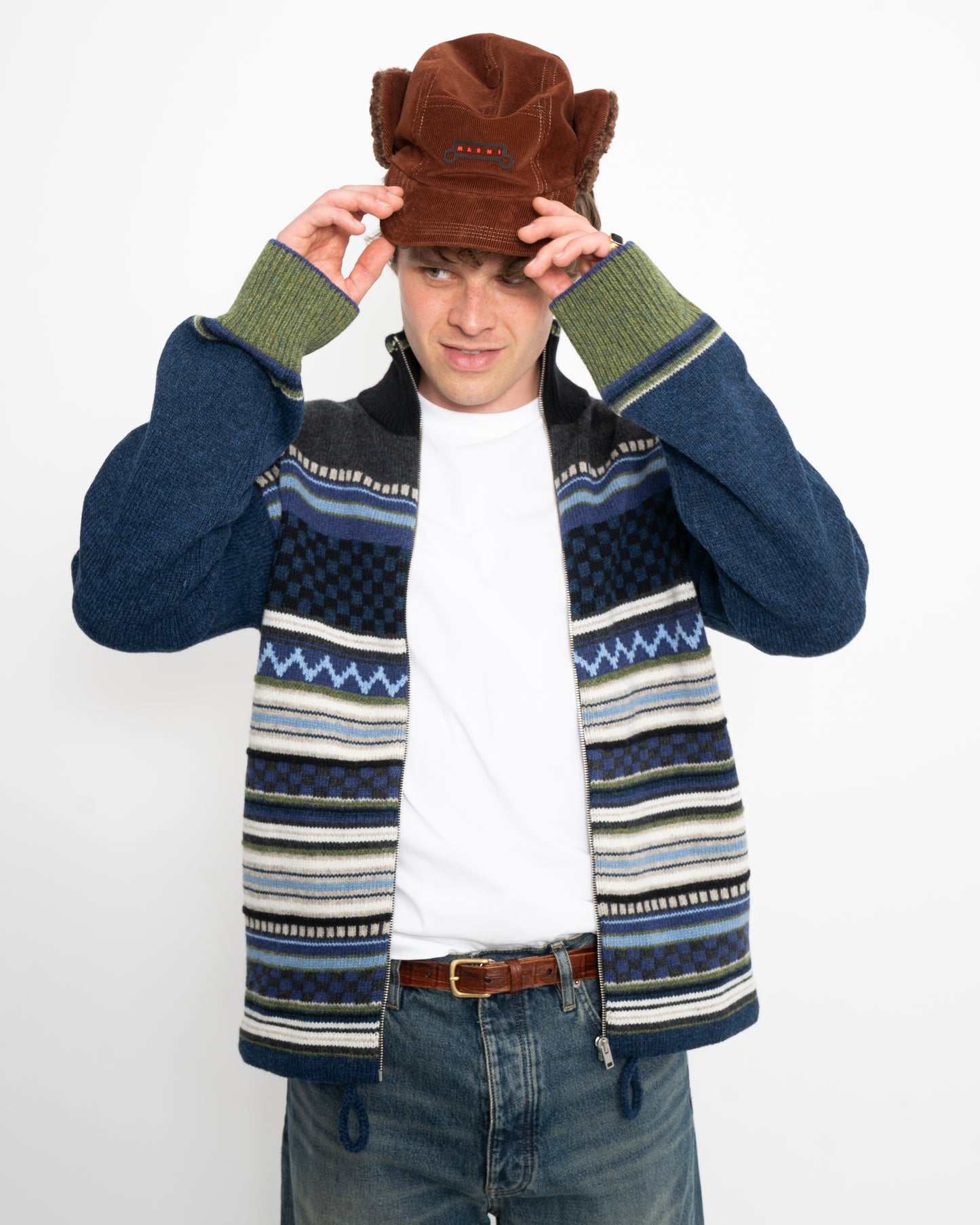 Marni Mountain Jacquard Blend Glass Blue