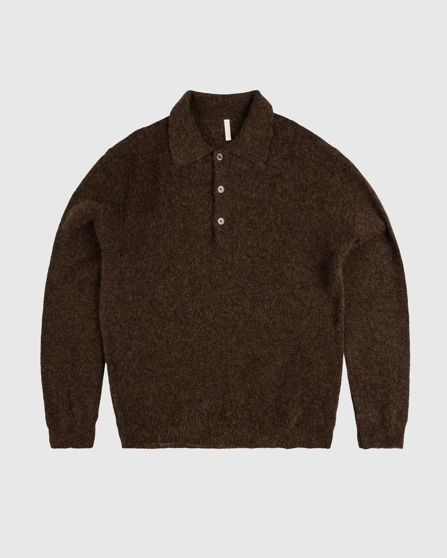 Mohair Knit Polo Brown