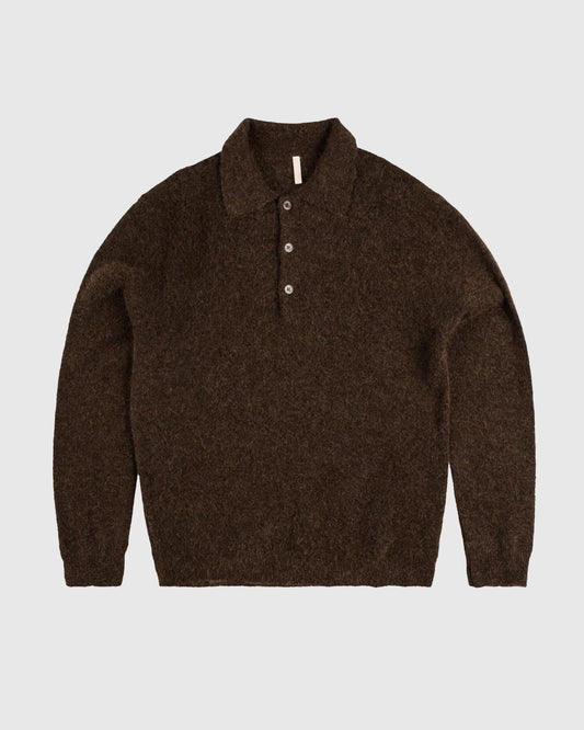Mohair Knit Polo Brown