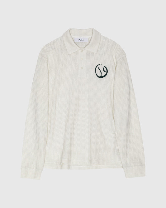 Motif Knitted Rugby Shirt Off-White