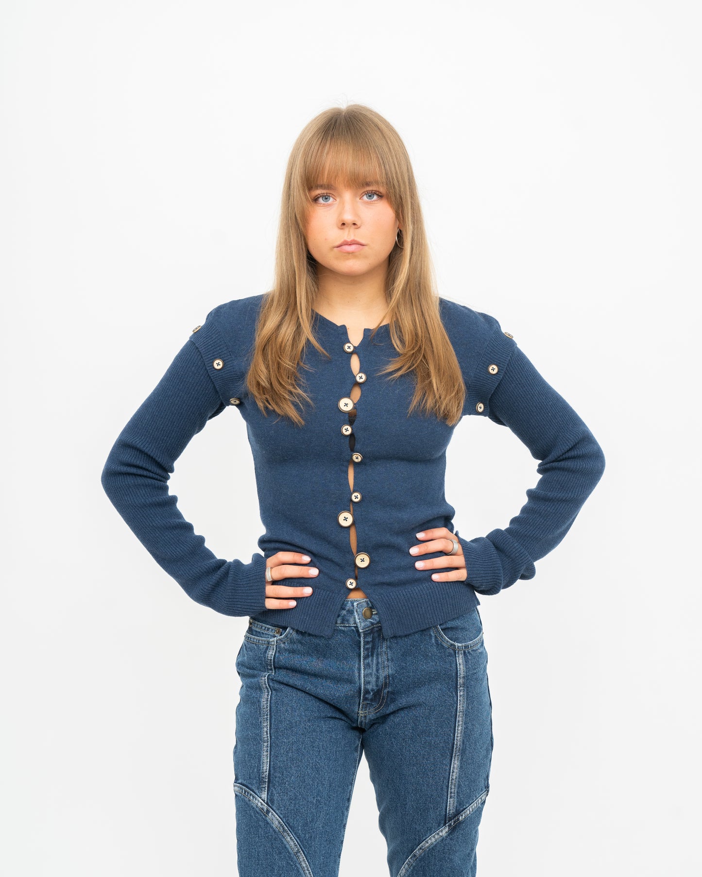 Caroline Cardigan Navy Blue Melange