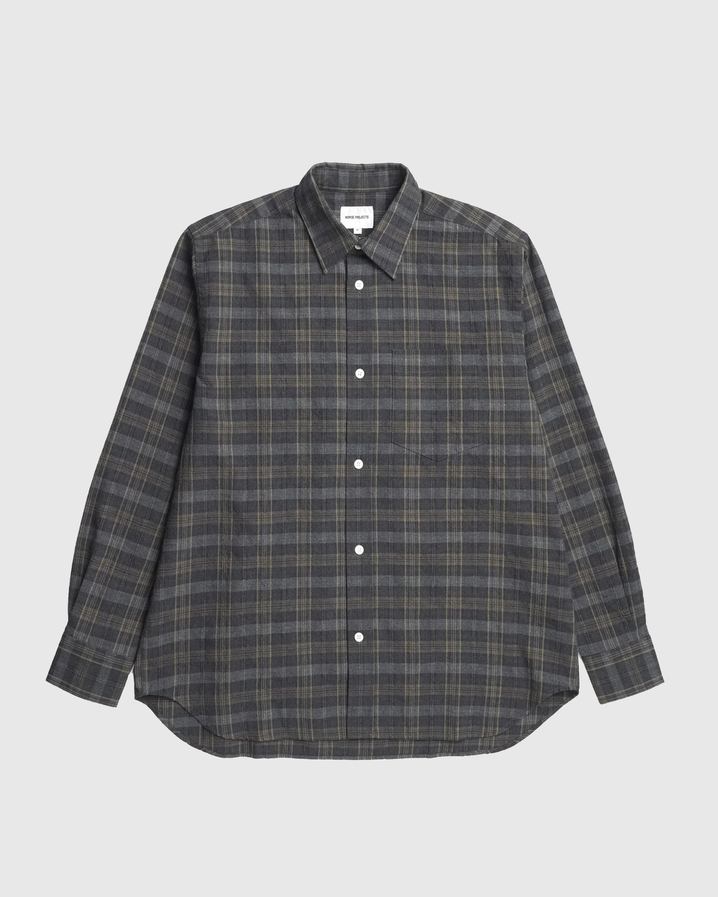 Ole Oversized Wool Check Shirt Charcoal Grey