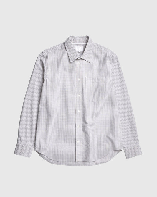 Ole Oversize Poplin Check Shirt Oatmeal