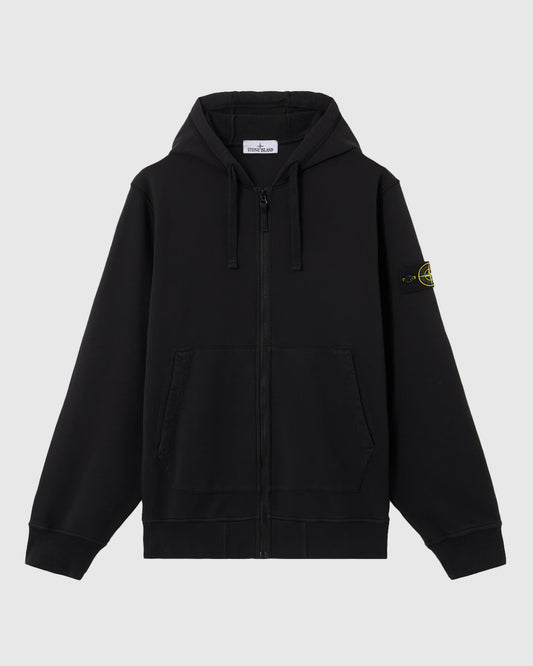 Organic Cotton Fleece Zip Up Hoodie Black