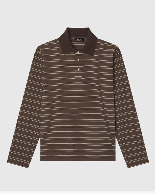 Polo Manches Longues Raye Marron