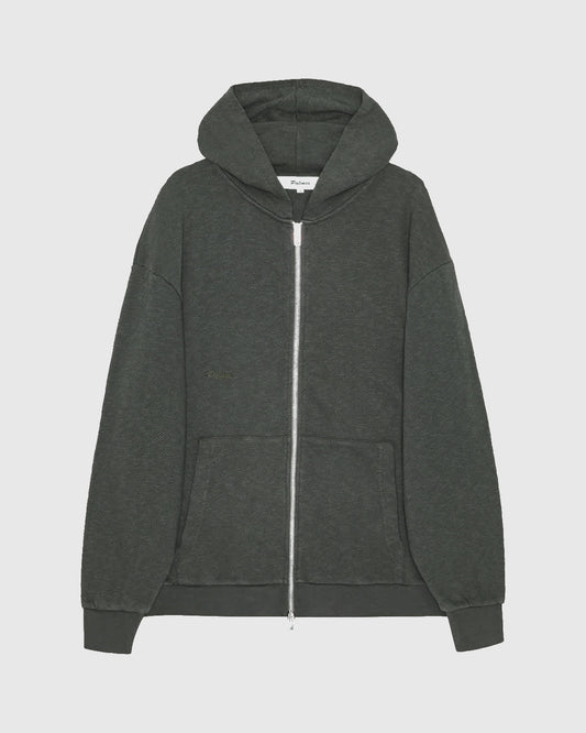 Waffle Zip Hooded Sweatshirt Charcoal