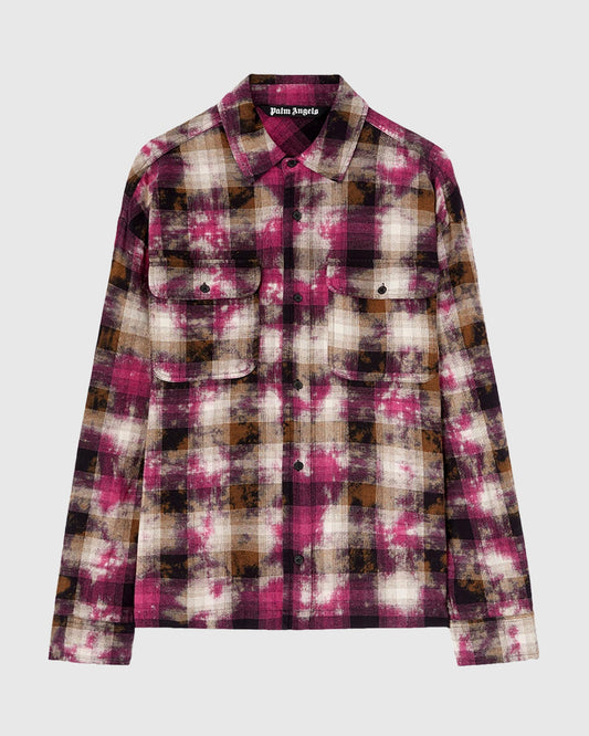 Curved Logo Check Shirt L/S Fuchsia
