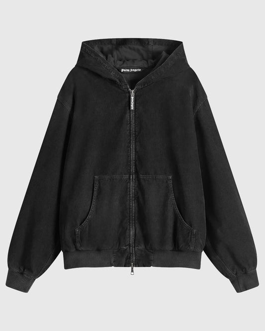 Curved Logo Corduroy Bomber Black